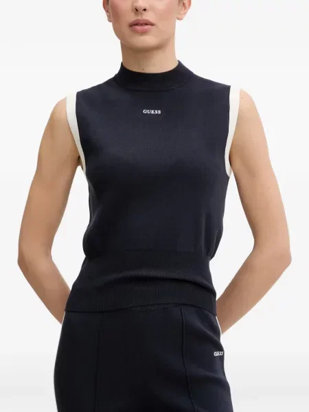 Top Guess fără mâneci cu imagine albastru