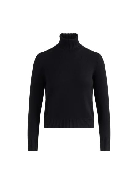 Lniany sweter z golfem Gran Sasso czarny