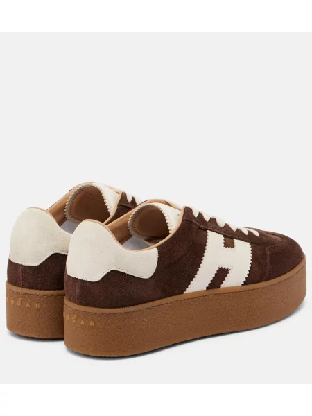 Sneakerși Hogan din piele de căprioară cu platformă maro