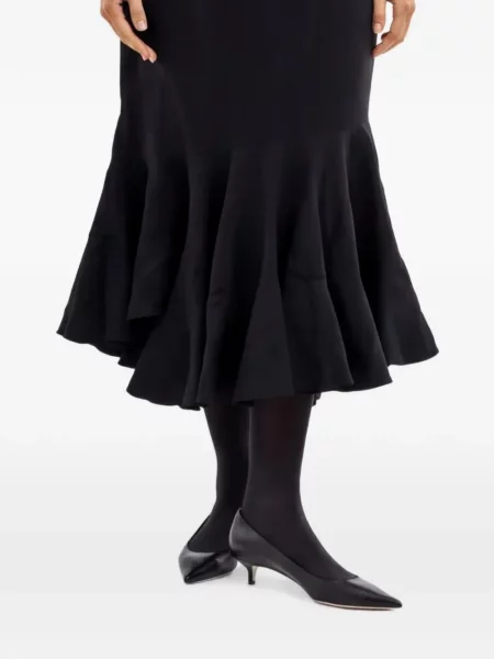 Fustă midi Comme Des Garçons cu volane evazată negru