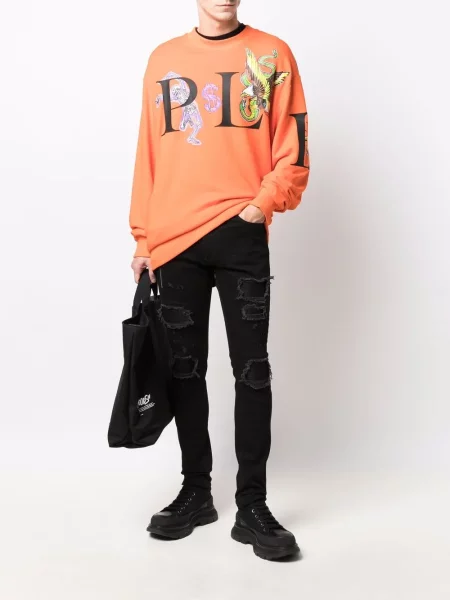 Raštuotas džemperis Philipp Plein oranžinė