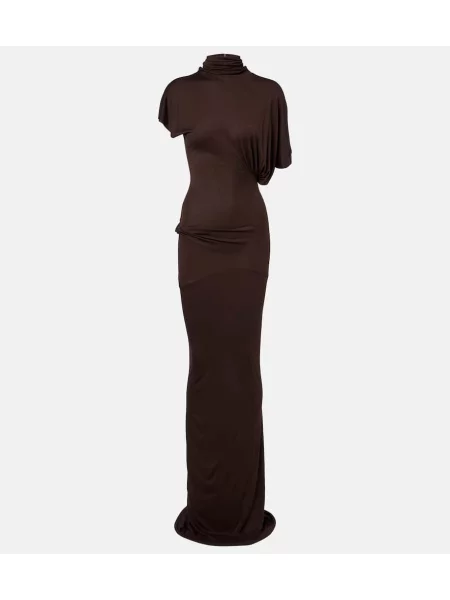 Rochie Rick Owens din jerseu drapată maro