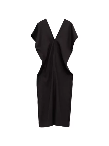 Rochie midi Baserange cu decolteu în V drapată maro