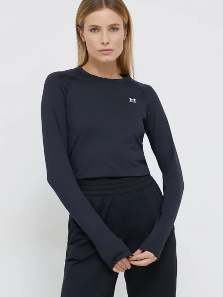 Dámske tričko Under Armour Authentics CG Crew black/white s dlhým rukávom čierna