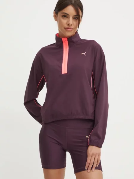 Női futódzseki PUMA Run For Her Fashion Woven ZIP éjféli szilva/ naplemente fénye. Méret: XS lila