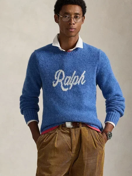 Polo Ralph Lauren sweter z dodatkiem wełny lekki niebieski