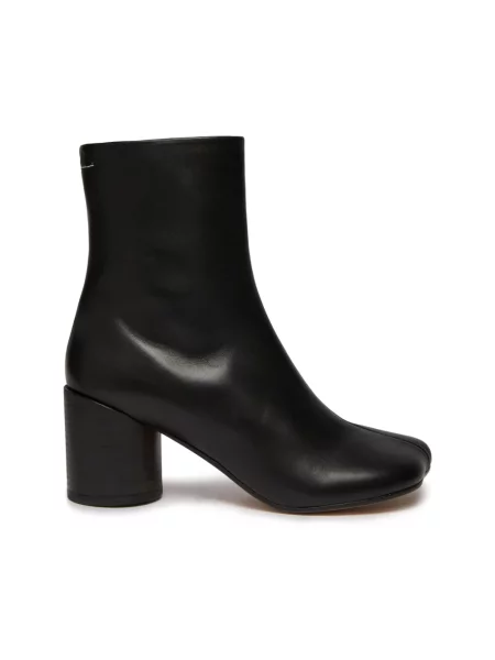 Botki Mm6 Maison Margiela skórzane na wysokim obcasie czarne