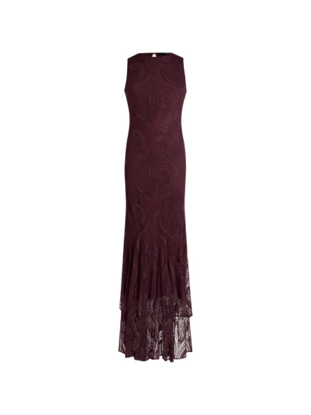 Lung rochie Etro din jerseu cu model paisley roșu