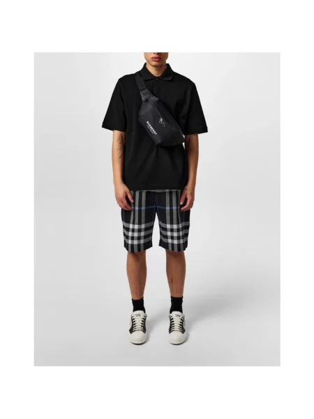 Koszulka polo Burberry z krótkim rękawem czarna