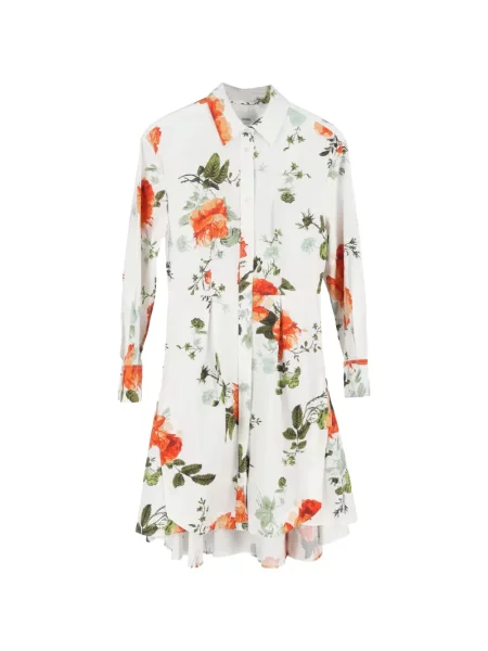 Rochie tip cămașă Erdem cu model floral cu imagine alb