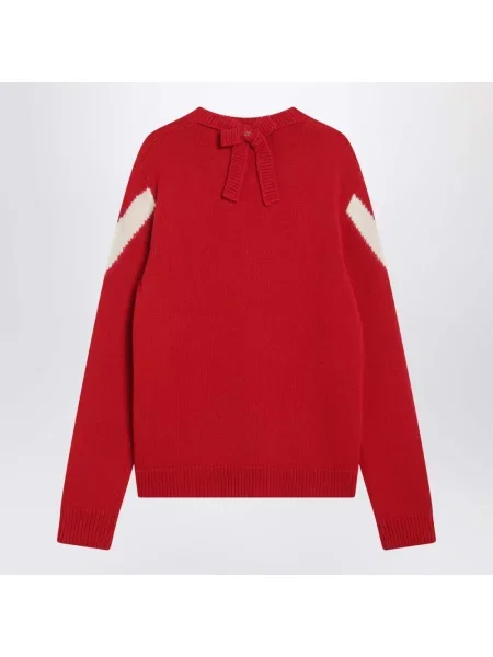 Lniany sweter Valentino Garavani czerwony