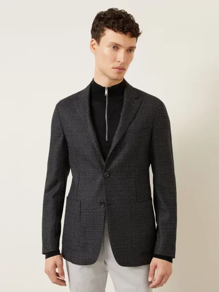 Zegna Sako Drop 7 Extra Slim Fit tmavě / světle šedá