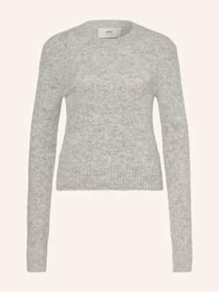 Ami Paris Svetr S Merino Vlnou A Alpakou šedá