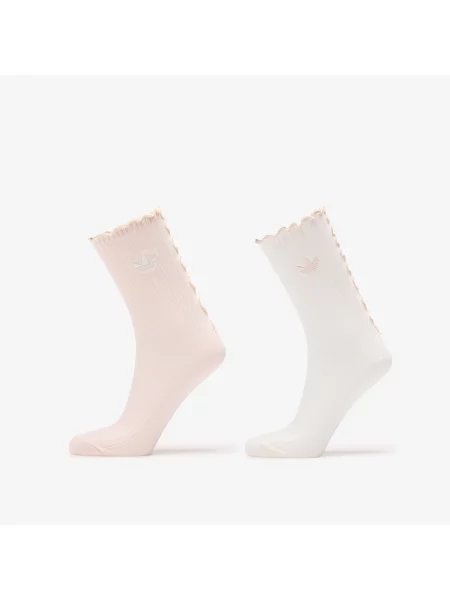 Șosete adidas Ruffle Crew Socks 2 Pairs Off White/ Wonder Quartz S alb