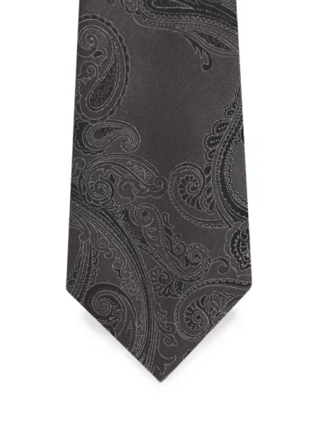Cravată Etro cu model paisley din jacard gri