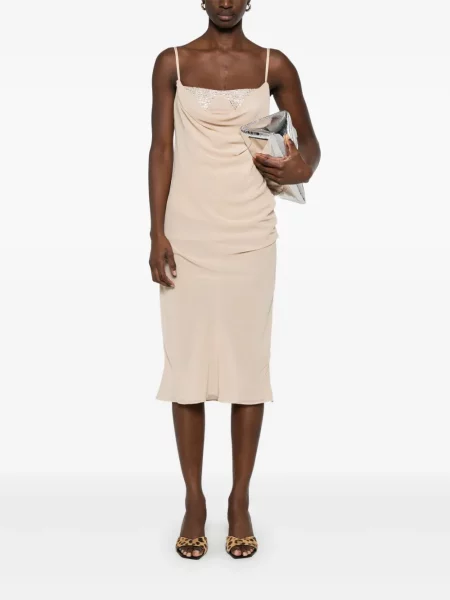 Rochie midi The Attico drapată până la genunchi de costum