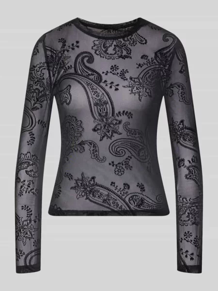 Bluzka z długim rękawem o kroju slim fit z okrągłym dekoltem model LOVA' Vero Moda czarna
