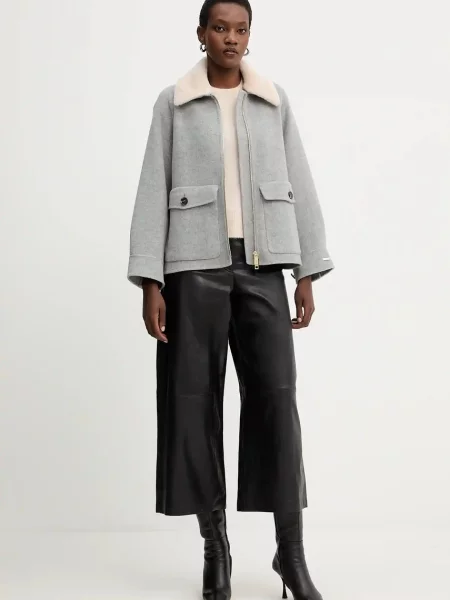 Куртка з вовною Marella демісезонна oversize сірий
