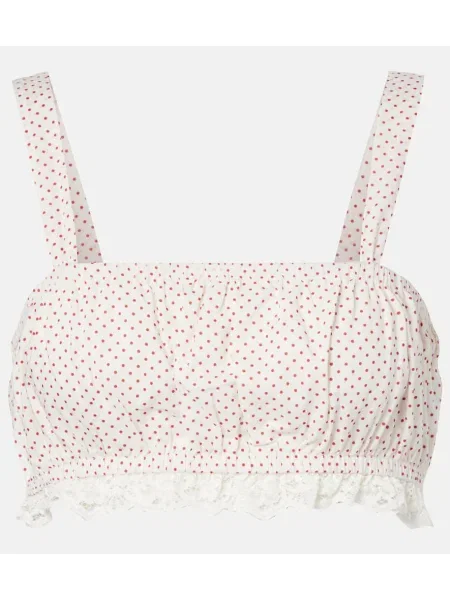 Top Posse w grochy koronkowy o krotszym kroju biały