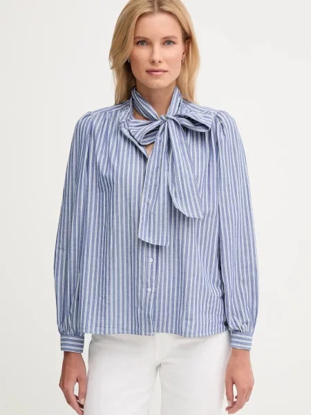 Pepe Jeans cămașă din cu guler stand-up regular albastru