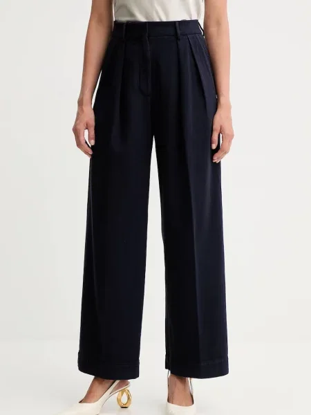 Forte Forte pantaloni de bleumarin drept high waist