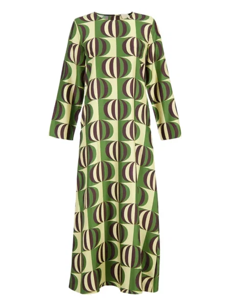 Rochie Paula cu imagine cu imprimeu geometric verde