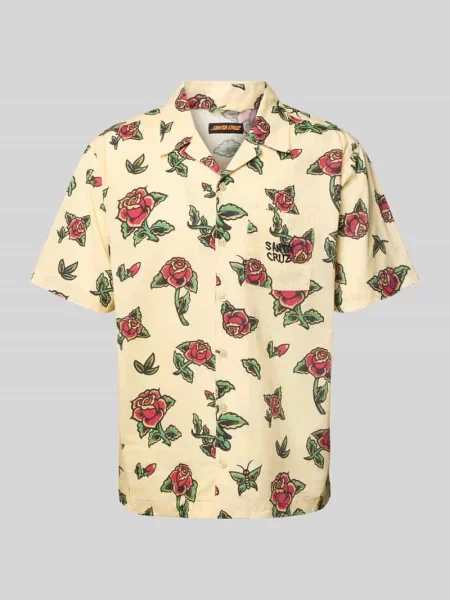 Koszula casualowa o kroju regular fit z kołnierzem z połami model ‘FLASH ROSES’ Santa Cruz beżowa
