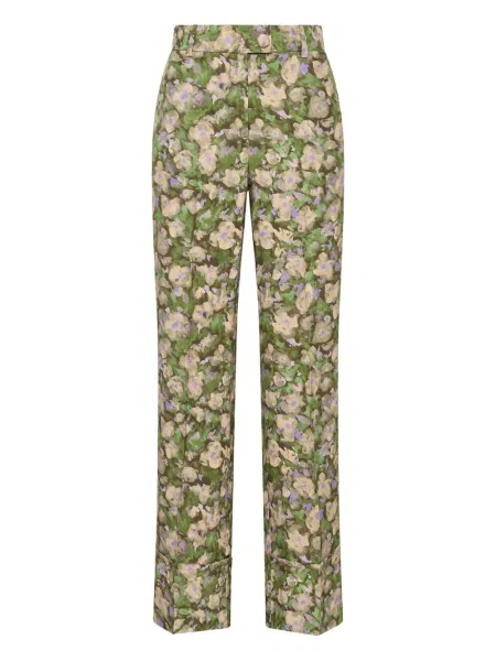 Pantaloni Maliparmi cu model floral cu imagine verde