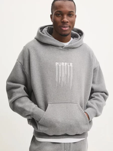 PURPLE BRAND hanorac de HWT FLEECE PO HOODY bărbați cu glugă cu imprimeu gri
