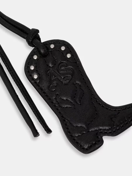 AllSaints obesek za ključe usnjen brez kamna COWBOY črna