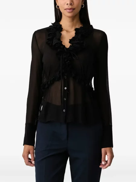 Dugo bluza Patrizia Pepe s volanima crna