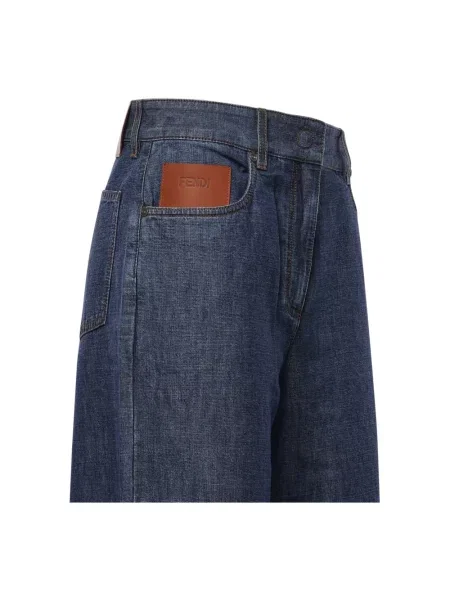 Szerokie jeansy Fendi niebieskie