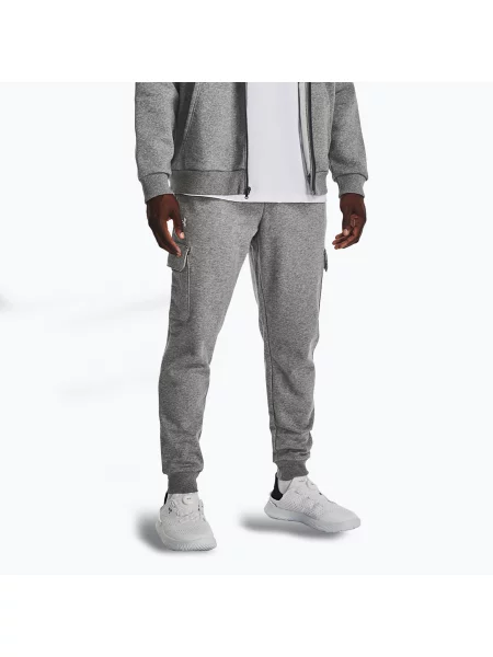 Spodnie Under Armour Rival Fleece Cargo Jogger castlerock light heather / white białe