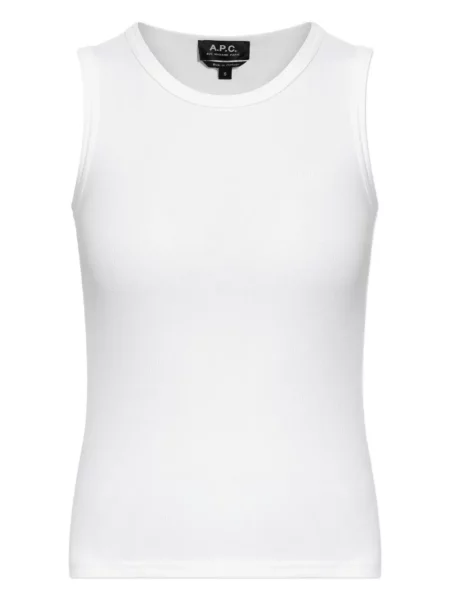 Top A.p.c. cu decolteu rotund alb