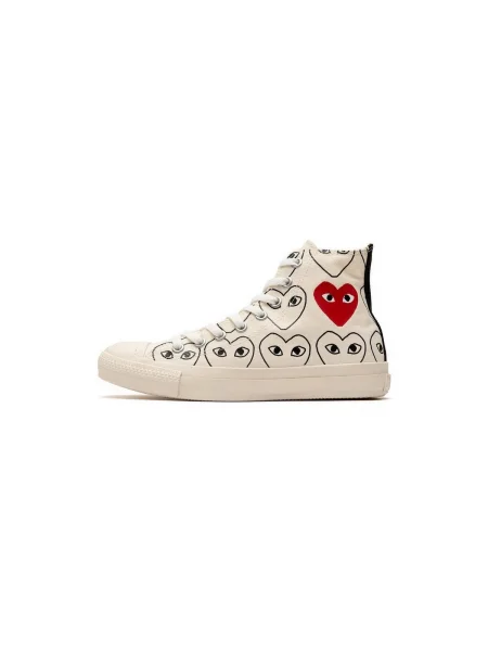 Pantofi Comme Des Garçons cu imagine cu motiv cu inimi alb