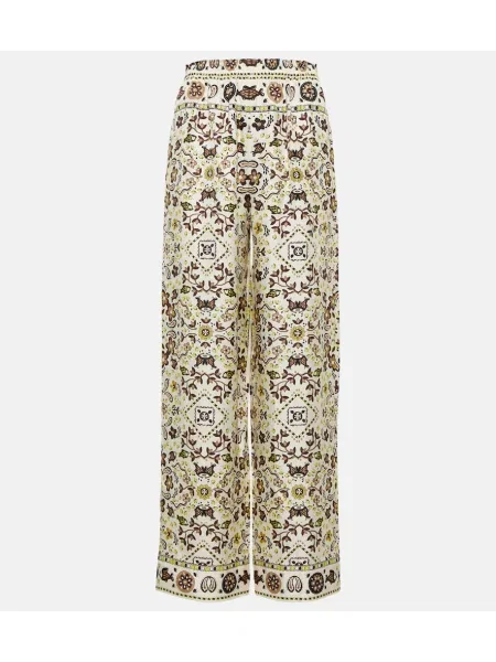 Pantaloni Tory Burch de mătase cu imagine