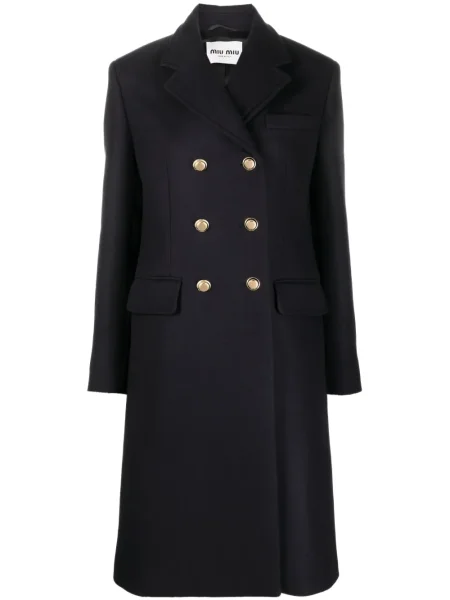Płaszcz Miu Miu wełniany dwurzędowy niebieski