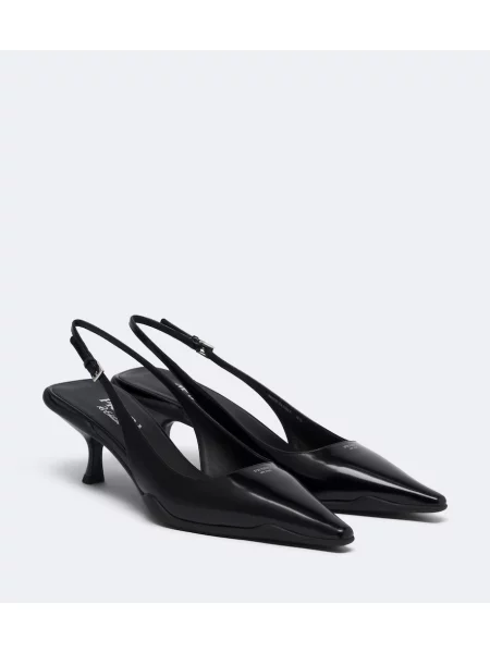 Pantofi cu toc Prada din piele slingback negru
