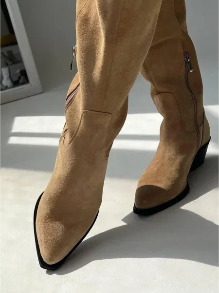 Замшевые сапоги 105.store бежевые