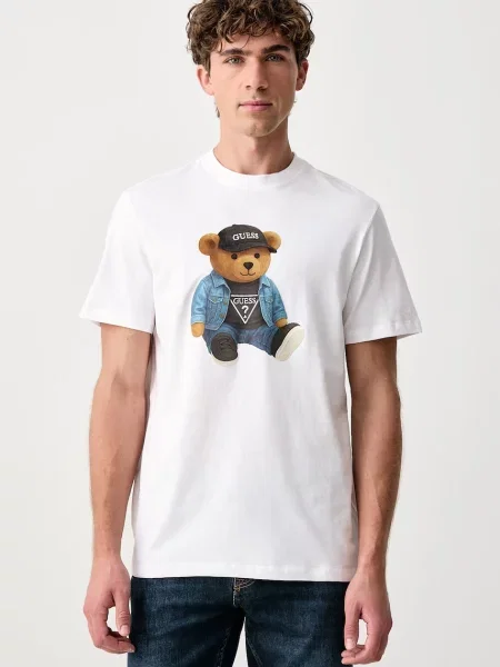 Guess tricou pentru bărbați din alb