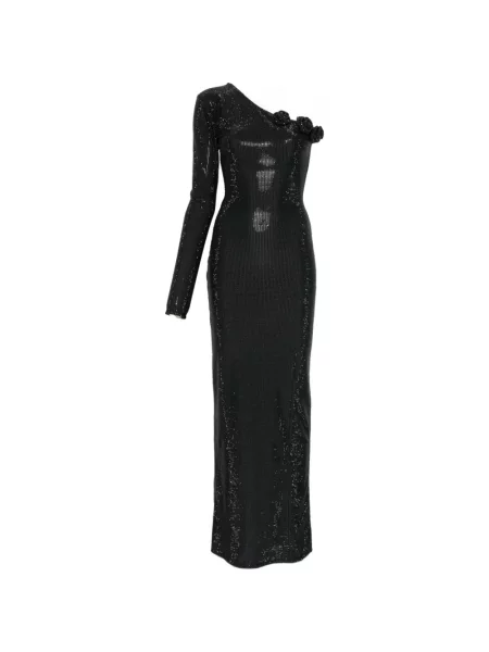 Rochie Miron cu model floral cu un umăr gol negru