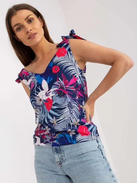 Tricou Fashionhunters cu imagine albastru