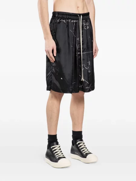 Pantaloni scurți Rick Owens cu imagine negru