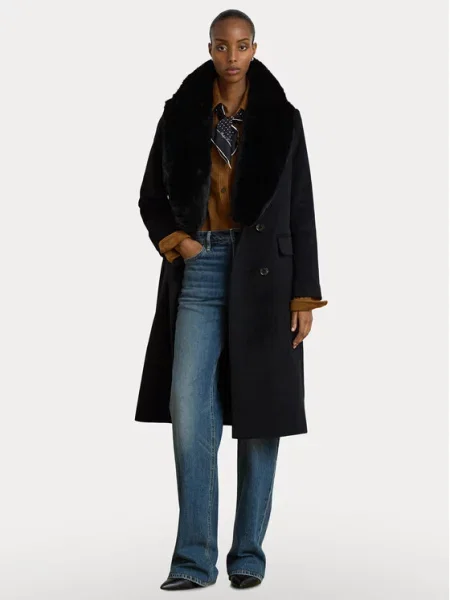 Vlněný kabát LAUREN RALPH LAUREN hnědý