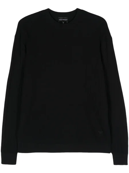 Pulover Emporio Armani cu broderie albastru