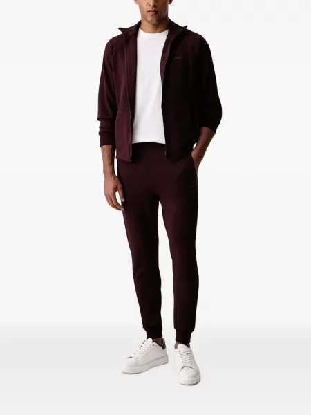 Pantaloni Lacoste alergare cu autograf maro