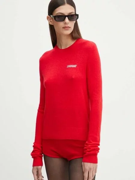 Sweter z domieszką wełny Lance TT Soft Wool Blen czerwony