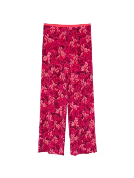 Pantaloni Siyu cu model floral cu imagine roz