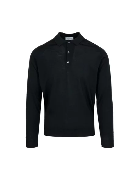 Koszulka polo John Smedley wełniana czarna