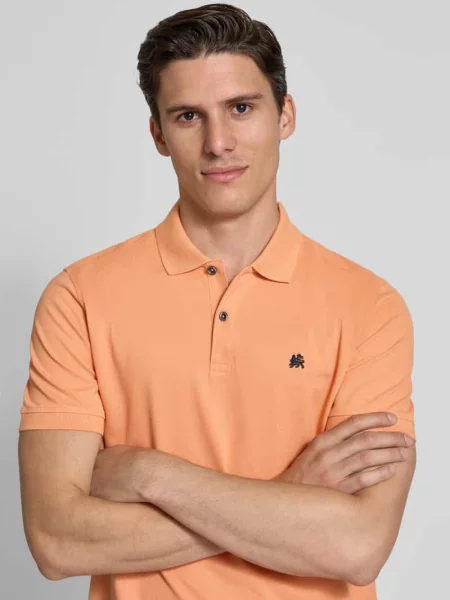 Koszulka polo z wyhaftowanym logo Lerros pomarańczowe